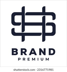 hs sh monogram letter logo design