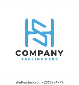 hs sh monogram letter logo design