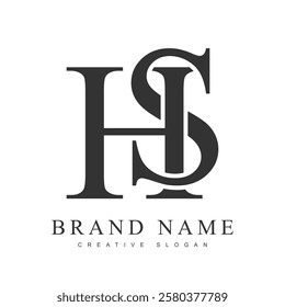 HS trendy logotype template. Initial letter h and s classic font style. Creative logo for company name or identity. Vector illustration.