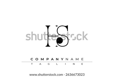 HS Typography Logo Design. Stylish monogram design depiction featuring the letters H and S combined in an artistic signature style, delivering a unique and creative visual representation.