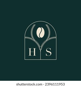 Diseño de logotipo único y sencillo combinado de letras y habas de café