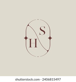 Clásico de bodas HS en un elegante monograma con un diseño profesional de alta calidad que se imprimirá bien