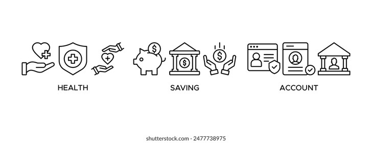 HSA banner web icon illustration concept for health saving account with icon and symbol of healthcare, growth, id card, and accounting