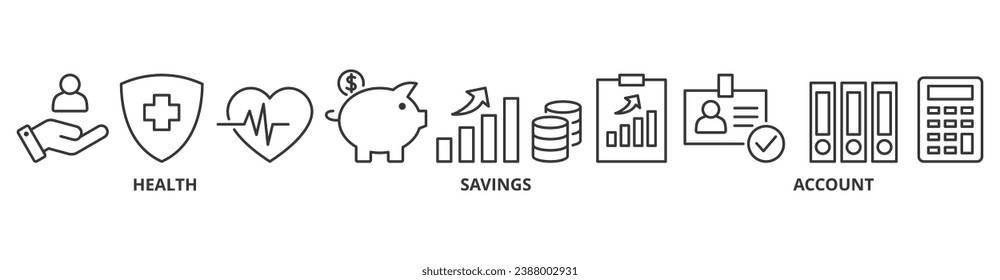 HSA banner web icon vector illustration concept for health saving account with icon of healthcare, growth, id card, and accounting