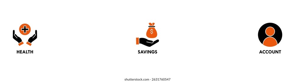 HSA banner web icon vector illustration concept for health saving account with icon of healthcare, growth, id card, and accounting
