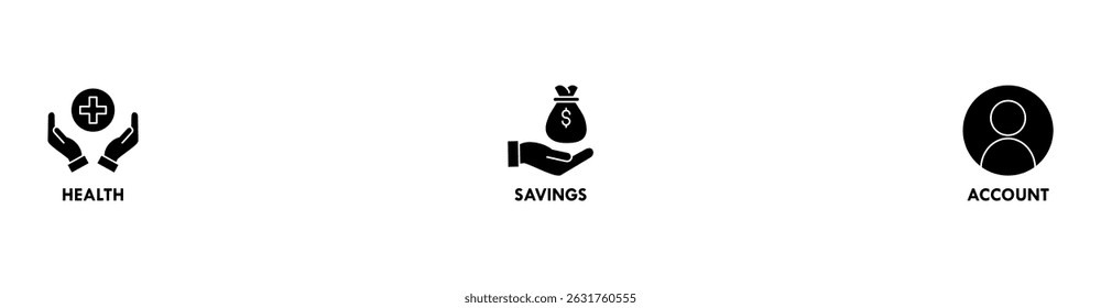 HSA banner web icon vector illustration concept for health saving account with icon of healthcare, growth, id card, and accounting