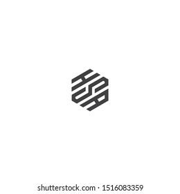 hsa initial hexagon logo templet modern