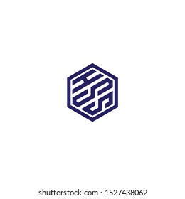 hsc initial hexagon logo templet vector

