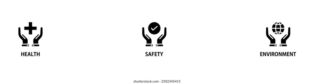 HSE banner web icon vector illustration for Health Safety Environment in the corporate occupational safety and health