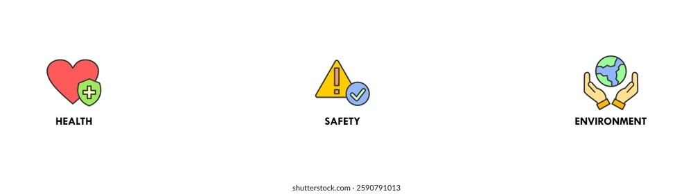 HSE banner web icon vector illustration for Health Safety Environment in the corporate occupational safety and health