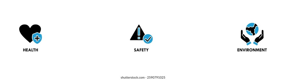 HSE banner web icon vector illustration for Health Safety Environment in the corporate occupational safety and health