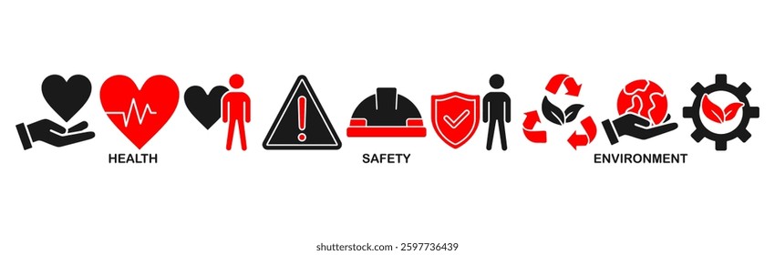 HSE banner web icon vector illustration for Health Safety Environment in the corporate occupational safety and health