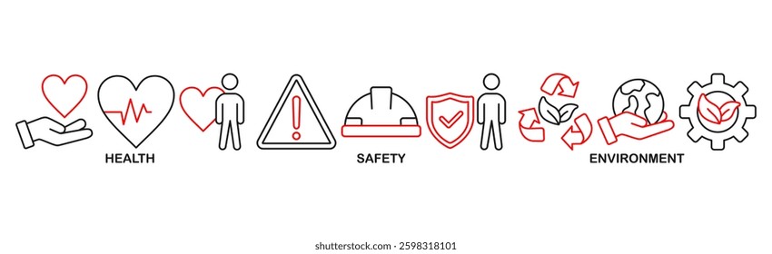 HSE banner web icon vector illustration for Health Safety Environment in the corporate occupational safety and health