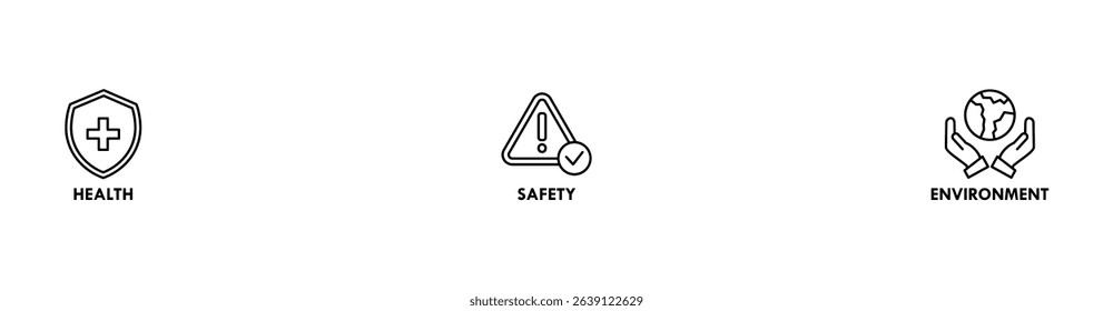 HSE banner web icon vector illustration for Health Safety Environment in the corporate occupational safety and health