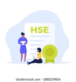 HSE-Zertifikat und Menschen, Vektorgrafik