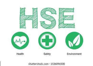 HSE concept ,Health Safety Environment acronym, vector design