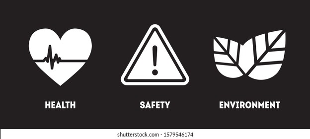 HSE - Health Safety Environment Acronym Black And White Concept. Standard Safety Industrial Work