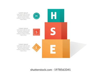HSE - Health Safety Environment acronym - Vector Illustration concept banner with icons and keywords
