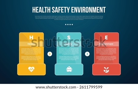 HSE infographic template with creative table with bold big footer bottom with dark background style with 3 point for slide presentation vector