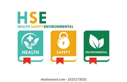 Ilustração do modelo do logotipo do projeto ambiental da segurança da saúde de HSE