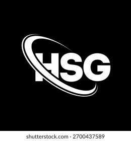 Logotipo del HSG. Carta del HSG. HSG diseño de logotipo de la letra. Logotipo de HSG inicial vinculado con el círculo y el logotipo del monograma en mayúsculas. Tipografía HSG para tecnología, negocio y marca inmobiliaria.
