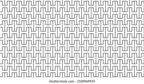 H-Shaped interlocking paving block. Seamless regular landscape floor texture in vector.