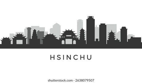 Hsinchu Taiwan Skyline Vector Silhouette Cityscape.