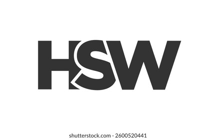 HSW logo design template with strong and modern bold text. Initial based vector logotype featuring simple and minimal typography. Trendy company identity ideal for businesses brand presence.