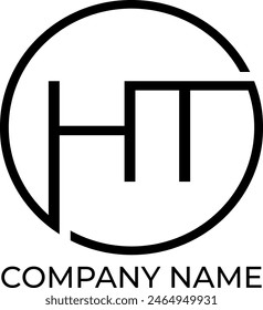 HT alphabet initial letter circle logo