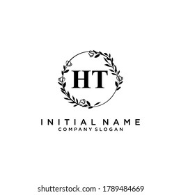 HT Beauty vector initial logo, handwriting logo of initial signature, wedding, fashion, jewerly, boutique, floral and botanical with creative template for any company or business.