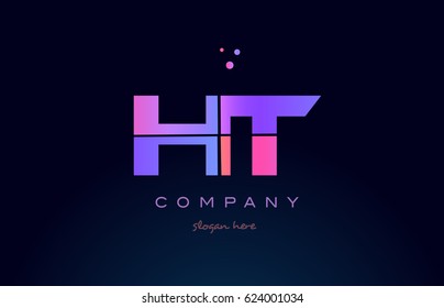 ht h t creative color blue background pink purple blue magenta alphabet letter company logo vector icon design