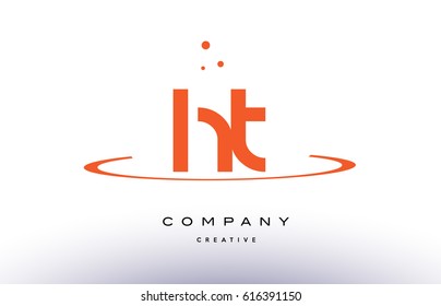 HT H T creative orange swoosh dots alphabet company letter logo design vector icon template