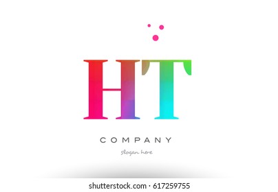 HT H T creative rainbow colors colored artistic alphabet company letter logo design vector icon template