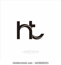 ht h t Initial Letter Split Lowercase Modern Monogram linked outline rounded logo