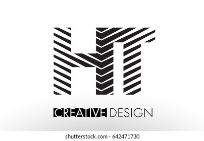 HT H T Lines Letter Design with Creative Elegant Zebra Vector Illustration.