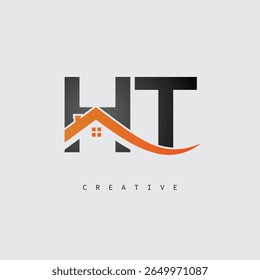 HT House Letter Logo – Creative Real Estate Monogram with Roof Shape and Home Icon for Property, Architecture and Modern Branding Identity