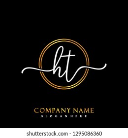 HT Initial Handwriting logo template vector