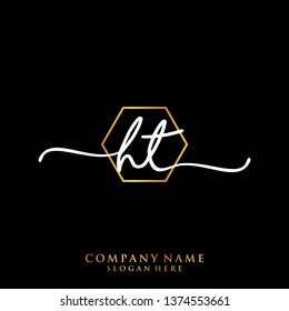 HT Initial handwriting logo template