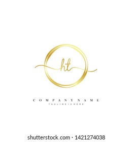 HT initial handwriting logo template vector