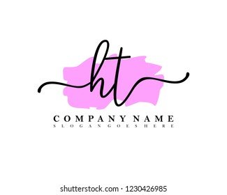 HT Initial Handwriting Logo Vector