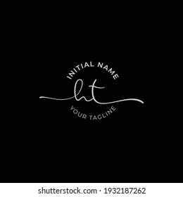 ht Initial handwriting signature logo vector. Hand lettering for designs