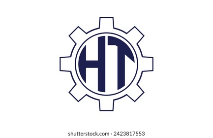 HT initial letter mechanical circle logo design vector template. industrial, engineering, servicing, word mark, letter mark, monogram, construction, business, company, corporate, commercial, geometric