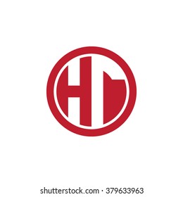 HT initial letters circle business logo red