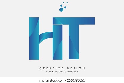  HT Initial Letters Logo Design mit überlappenden verbundenen Falten blauen Farben.