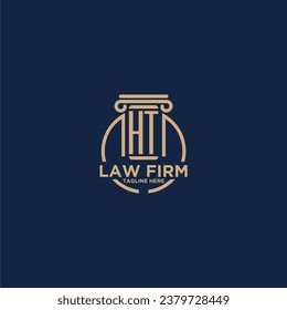 HT initial monogram for law firm with creative circle line