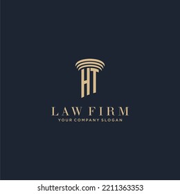 HT initial monogram lawfirm logo with pillar design