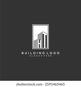 HT initial monogram real estate logo with building creative square style design