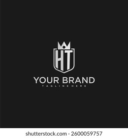 HT initial monogram shield and crown vector image