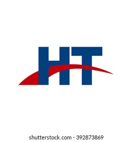 HT initial overlapping swoosh letter logo blue red