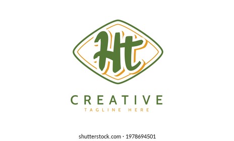 HT Initials, handwriting logo vector